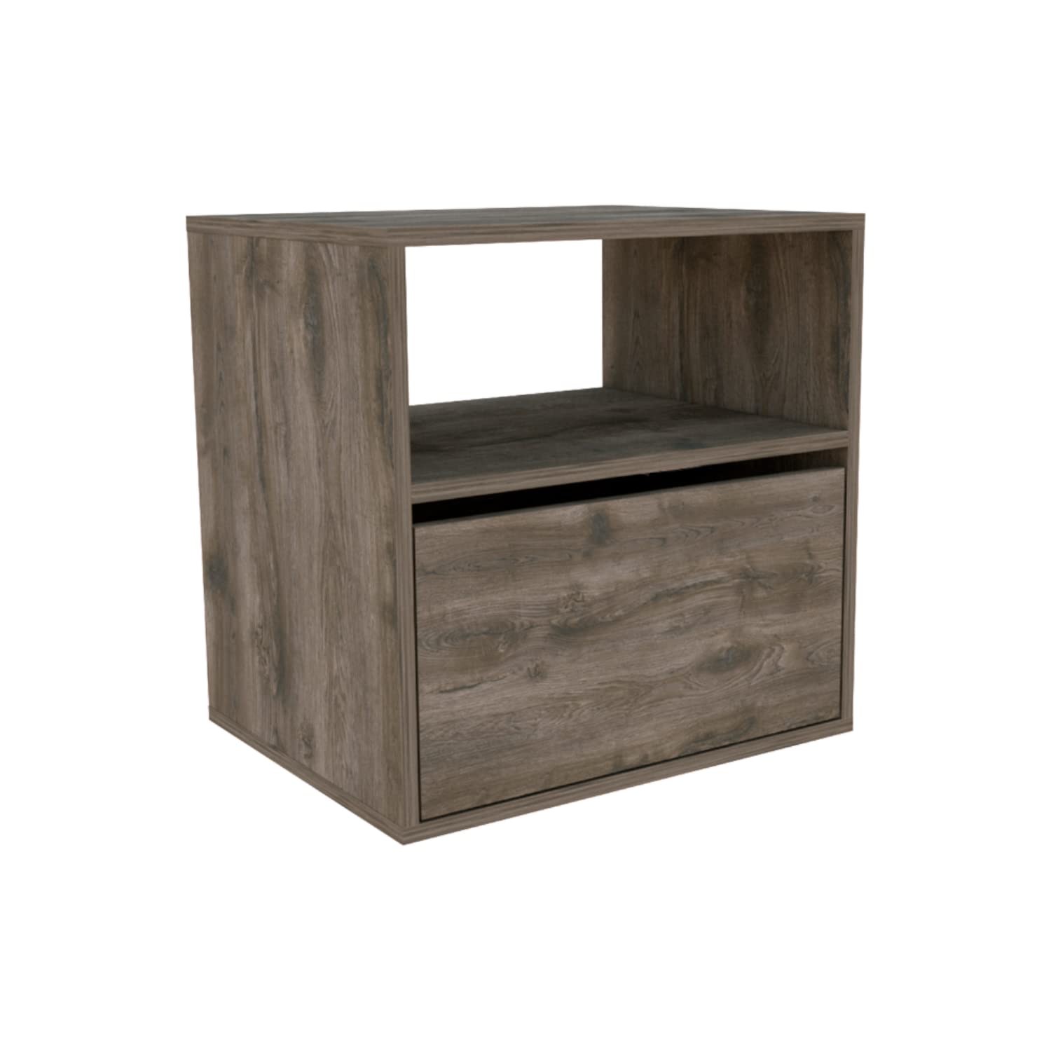 Nightstand 20&Quot; H, Superior Top, Open Shelf, 1 Cabinet, Dark Brown